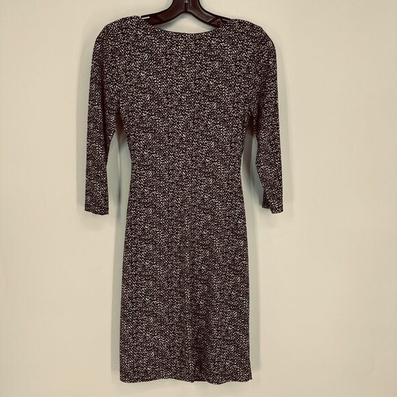 3/$25 Express Faux Wrap Dress XS Abstract Print Jersey Knit Zipper Sheath Mini - Picture 2 of 8